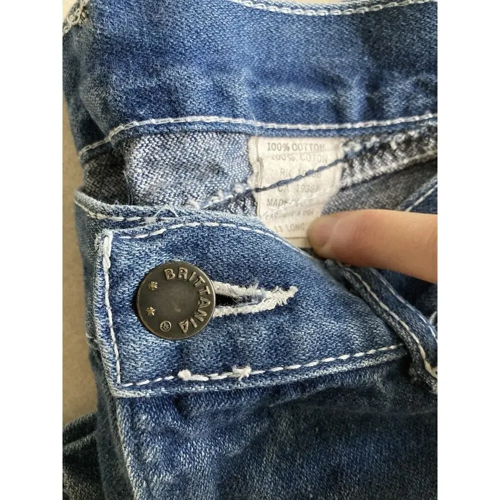 Vintage 70s Boho Hippie Brittania High Rise Blue Denim Flare Jeans Size 27 - Picture 7 of 7